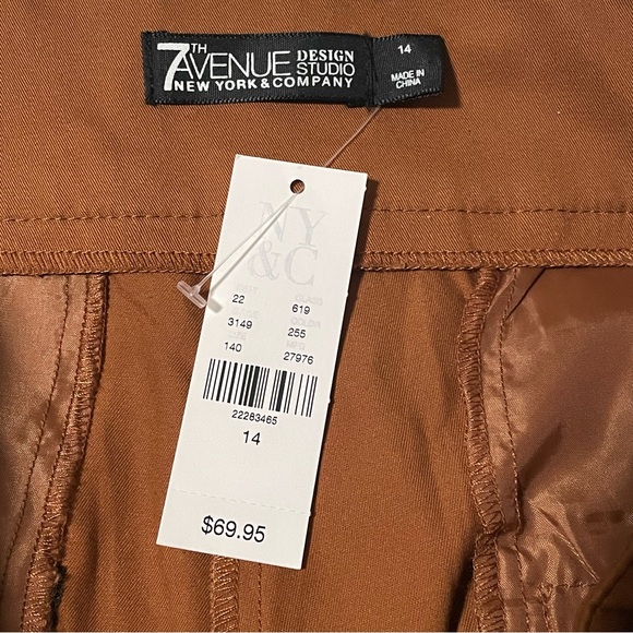 7th Avenue Design by New York & Company Brown Tie-Waist Cropped Pants 14 NWT - Picture 6 of 10